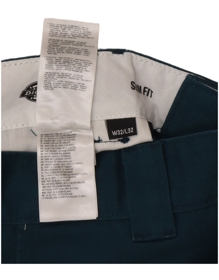 Calças Dickies masculinas Slim Fit Chino W32 L32 Azul Poliéster