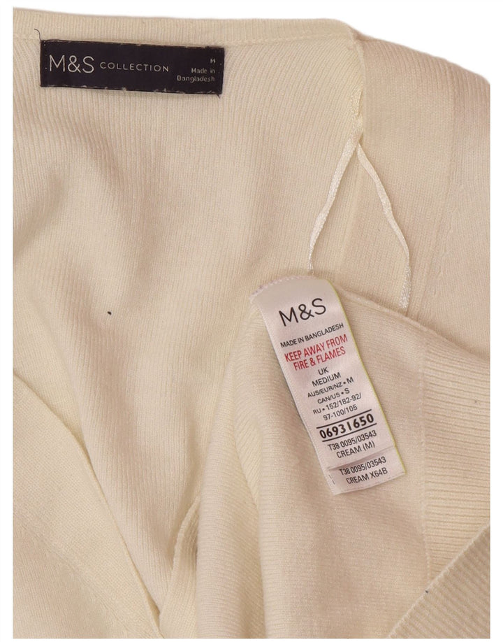 Suéter cardigã feminino Marks & Spencer UK 14 médio off white viscose
