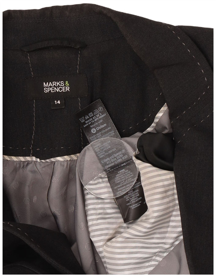 Jaqueta blazer feminina Marks & Spencer com 1 botão Reino Unido 14 grande poliéster preto