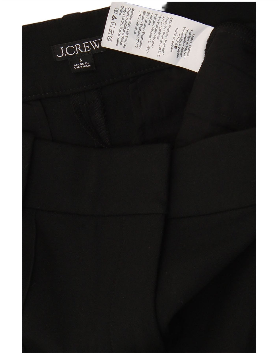 J. CREW Calça Chino Feminina Reta US 6 Médio W30 L31 Poliéster Preto