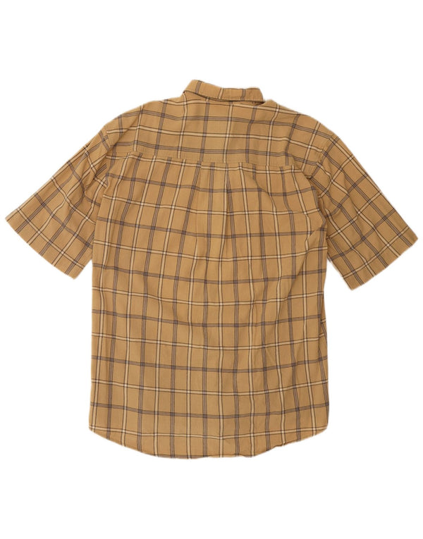 CAMEL Mens Short Sleeve Shirt Small Beige Check
