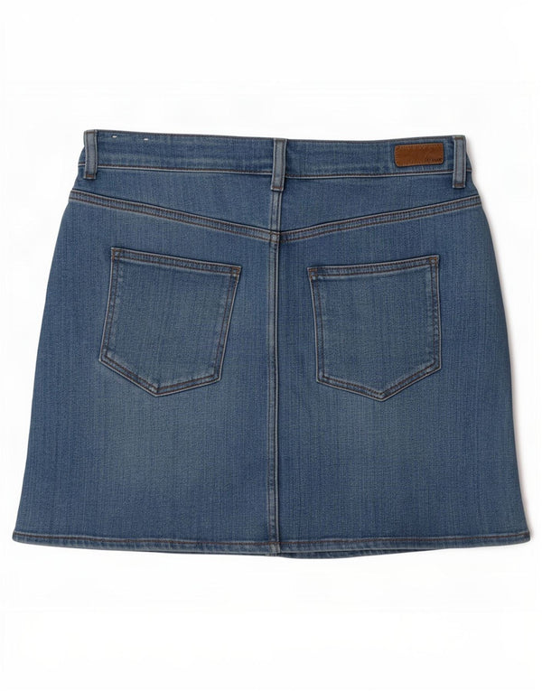 Mini saia jeans feminina Fat Face Hope UK 12 médio W32 algodão azul