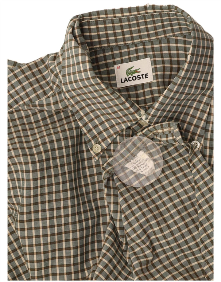 Camisa masculina LACOSTE tamanho 41 grande algodão xadrez verde