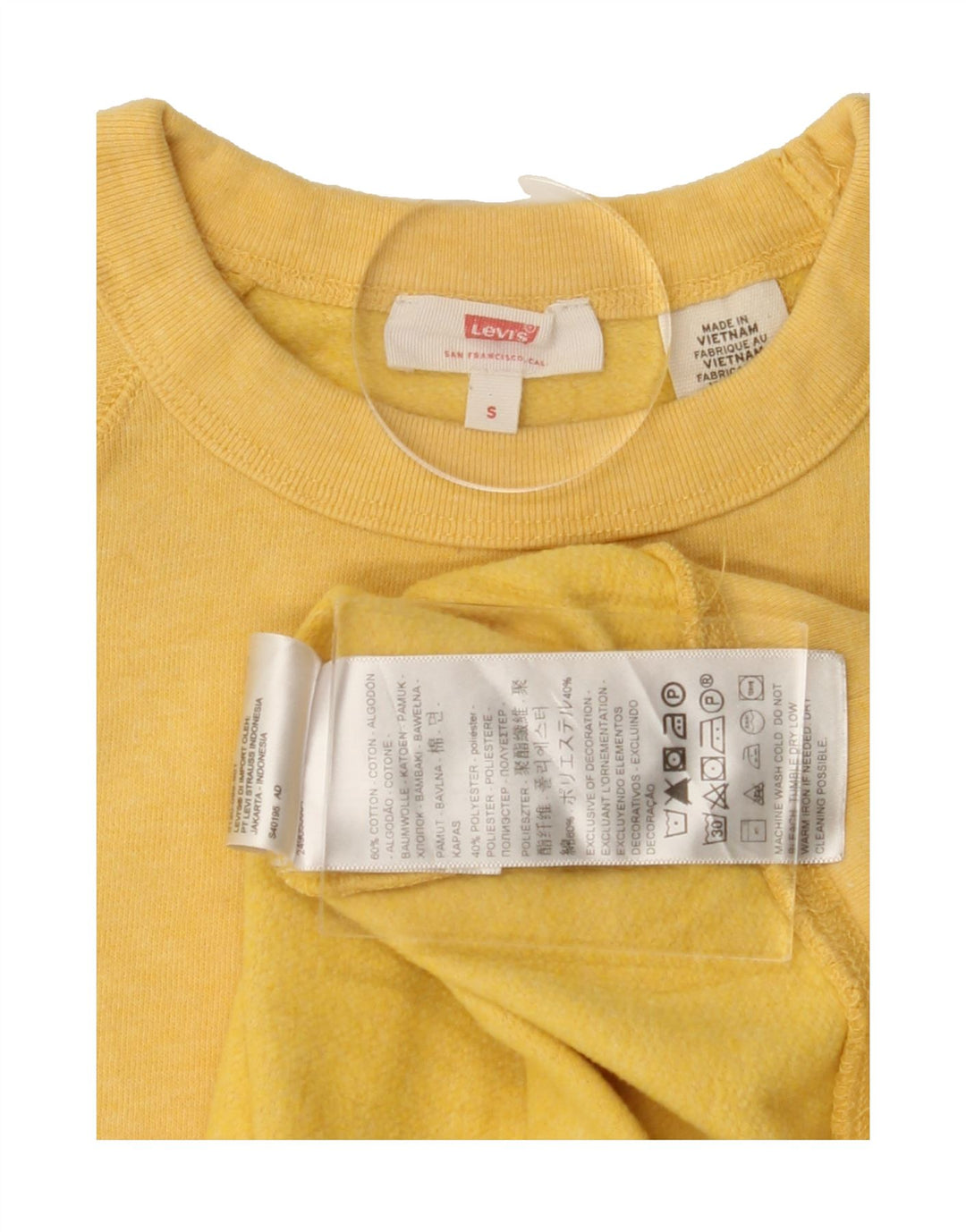 LEVI'S Womens Oversized Sweatshirt Jumper UK 10 Small Yellow Cotton Vintage Levi's and Second-Hand Levi's from Messina Hembry 