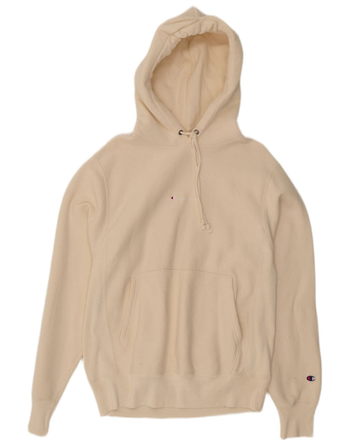 CHAMPION Suéter masculino com capuz pequeno algodão branco