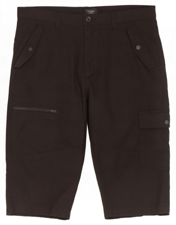Pierre Cardin Mens Cargo Shorts XL W38 Algodão Preto