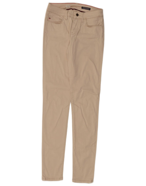 Tommy Hilfiger Calça feminina casual Venice RW skinny W26 L32 algodão bege