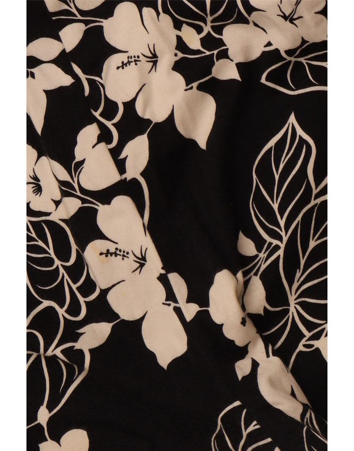 Calça capri feminina reta CHAPS US 16 2XL W38 L20 algodão floral preto