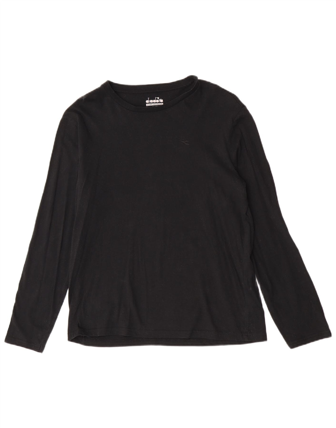 Diadora Mens Top Manga Longa Pequeno Algodão Preto