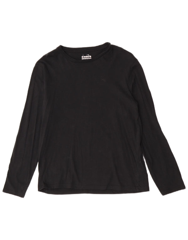 Diadora Mens Top Manga Longa Pequeno Algodão Preto