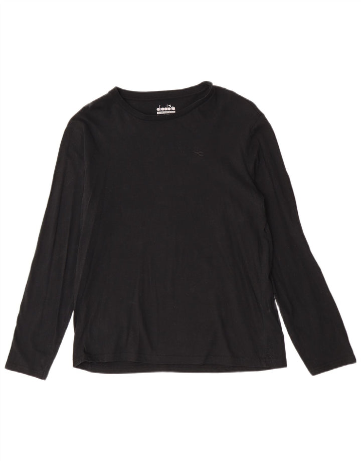 Diadora Mens Top Manga Longa Pequeno Algodão Preto