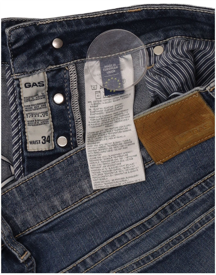 Shorts jeans feminino Gas W34 grande algodão azul