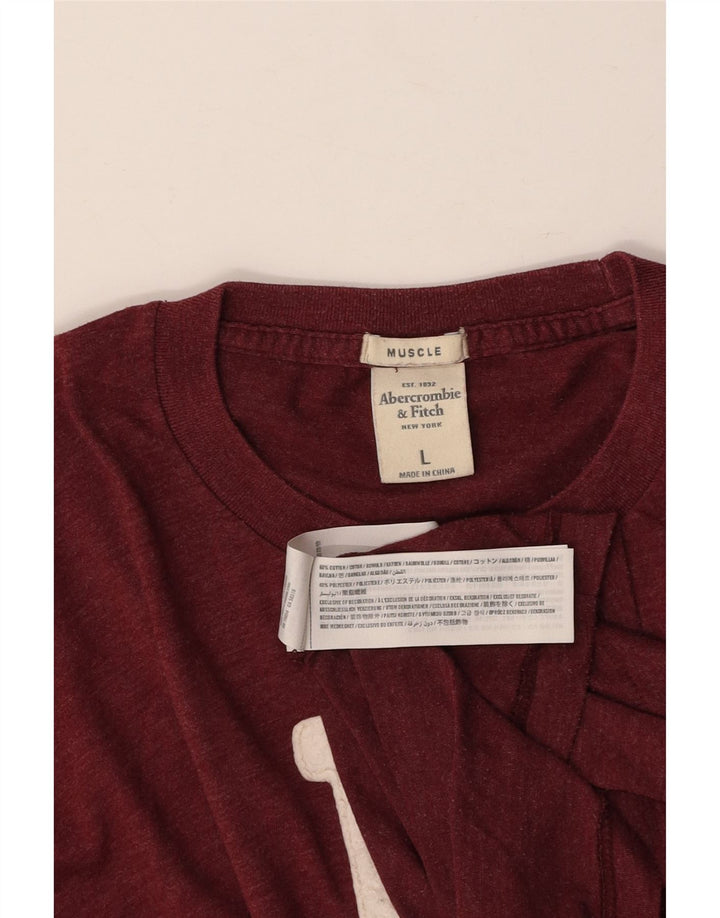 Top gráfico masculino ABERCROMBIE & FITCH manga comprida grande Borgonha