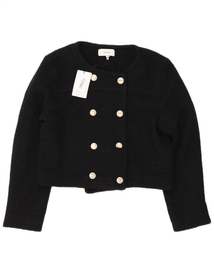 Jaqueta Bolero Feminina Reiss Double Breasted Reino Unido 12 Acrílico Preto Médio