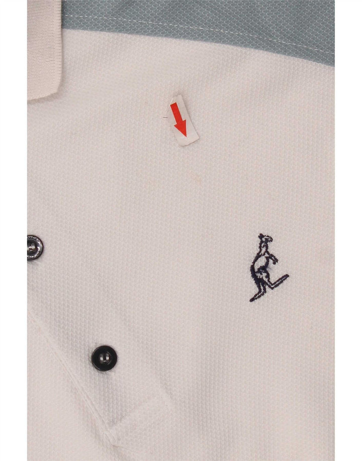 Camisa polo masculina AUSTRALIAN L'ALPINA grande bloco colorido branco de poliéster