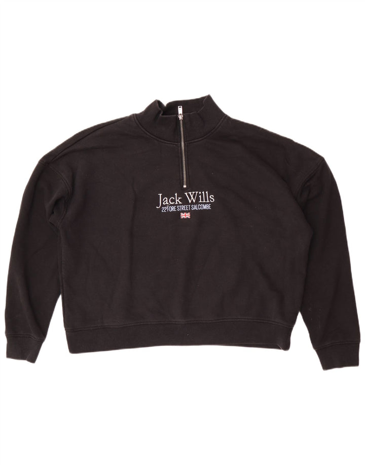 Jack Wills moletom feminino oversized com estampa gráfica Reino Unido 16 grande preto