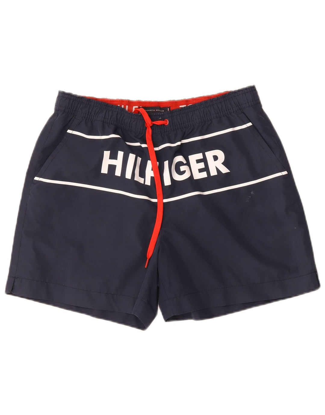 Shorts de natação masculino Tommy Hilfiger gráfico médio azul marinho poliéster