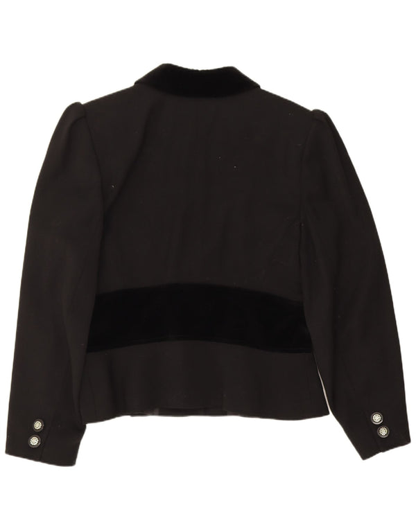 Jaqueta Blazer Feminina Valentino com 5 Botões Reino Unido 14 Grande Lã Colorblock Preta