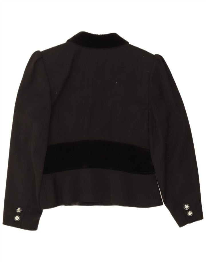 Jaqueta Blazer Feminina Valentino com 5 Botões Reino Unido 14 Grande Lã Colorblock Preta