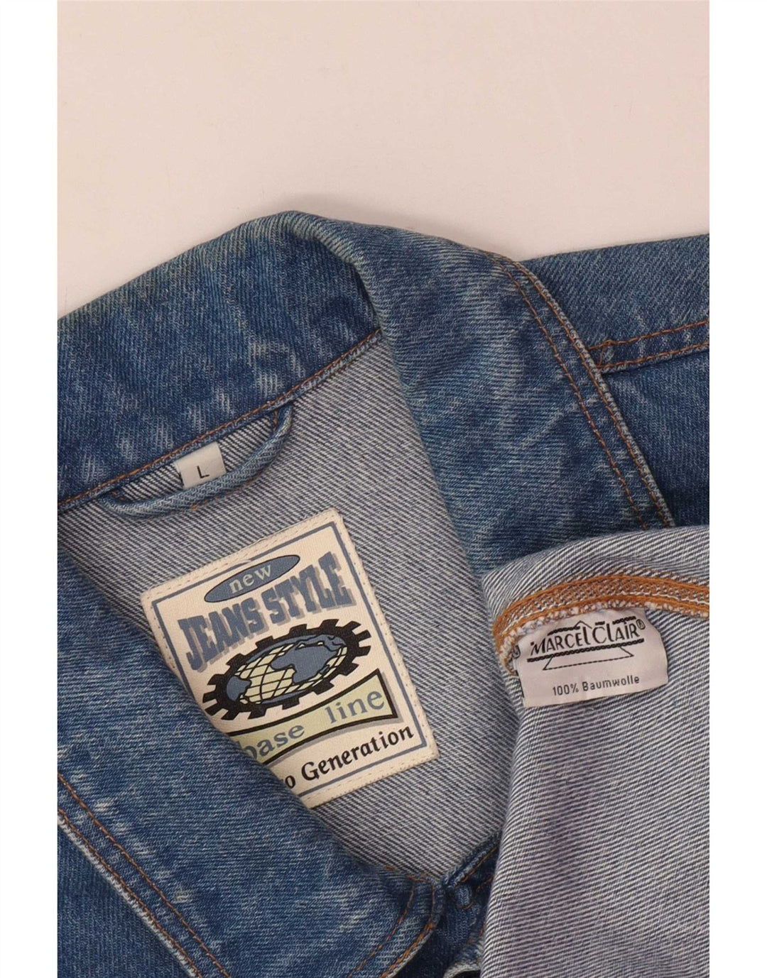 Marcel Clair Mens Denim Gilet UK 40 Grande Algodão Azul