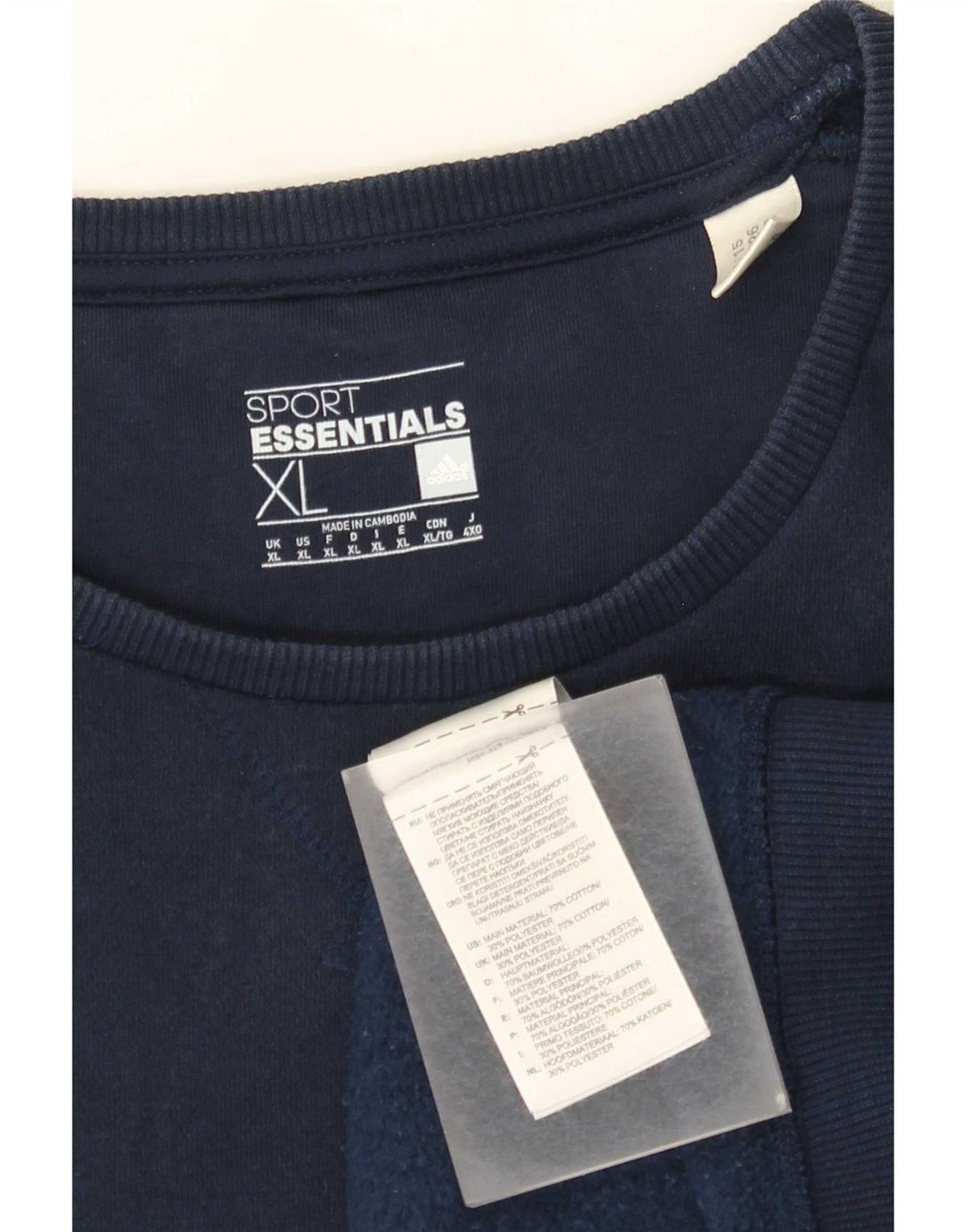 Adidas Mens Moletom Jumper XL Azul Marinho Algodão