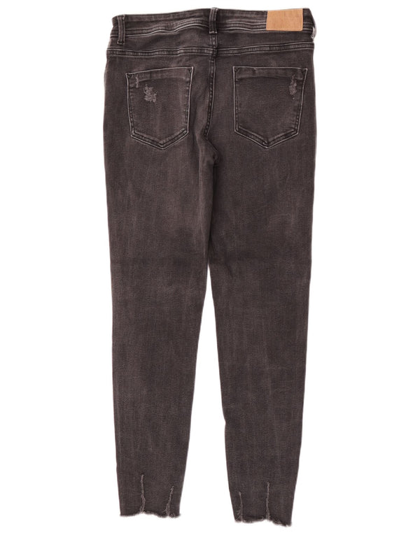Zara Jeans skinny feminino desgastado UE 38 pequeno W28 L27 algodão cinza