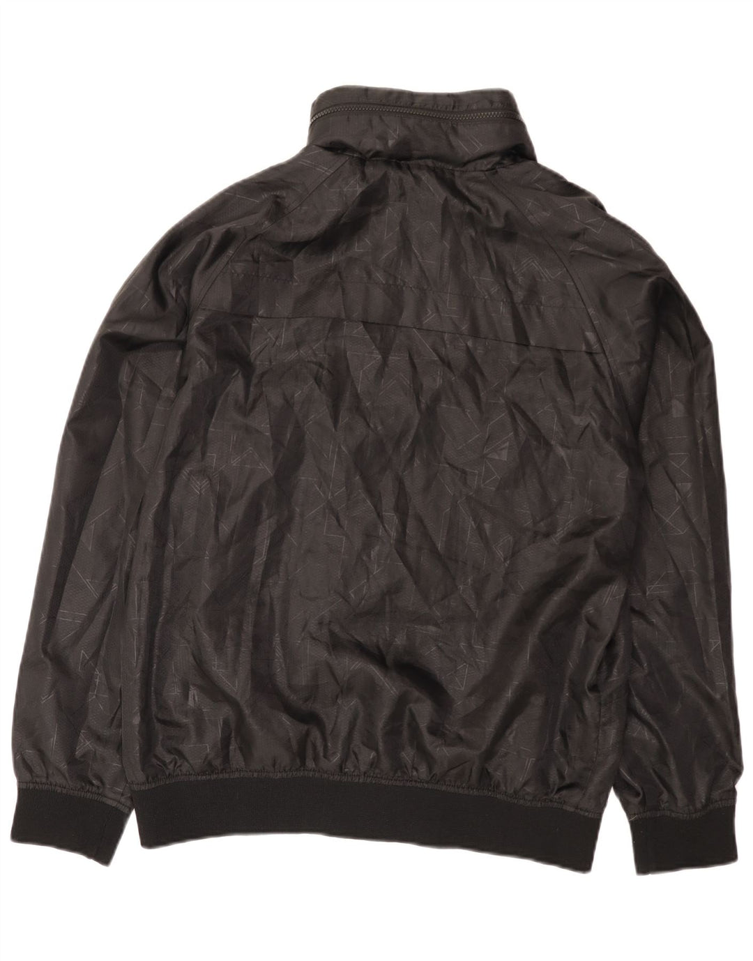 Jaqueta bomber masculina vintage com capuz gráfico UK 42 XL preta geométrica