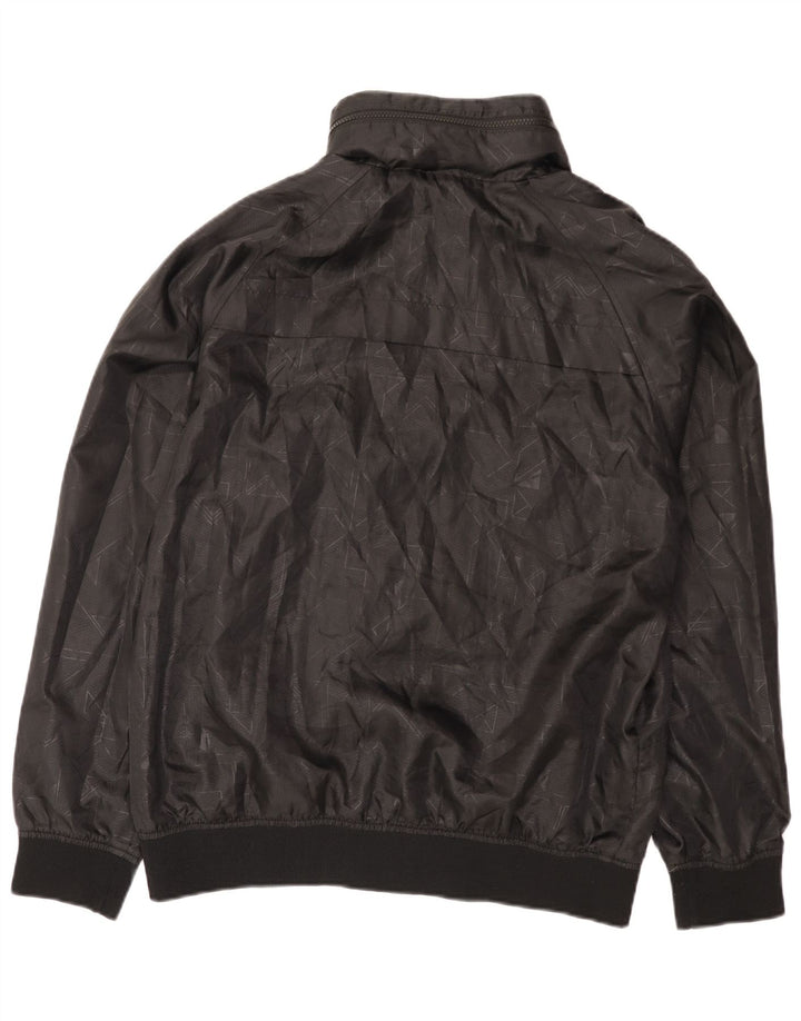 Jaqueta bomber masculina vintage com capuz gráfico UK 42 XL preta geométrica