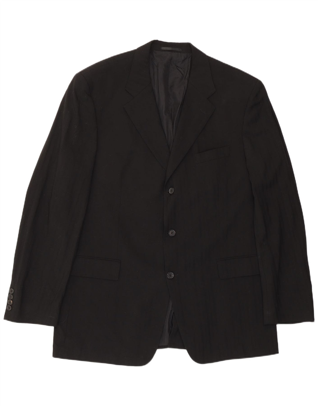 Jaqueta Blazer Masculina Hugo Boss com 3 Botões EU 56 3XL Lã Listrada Preta