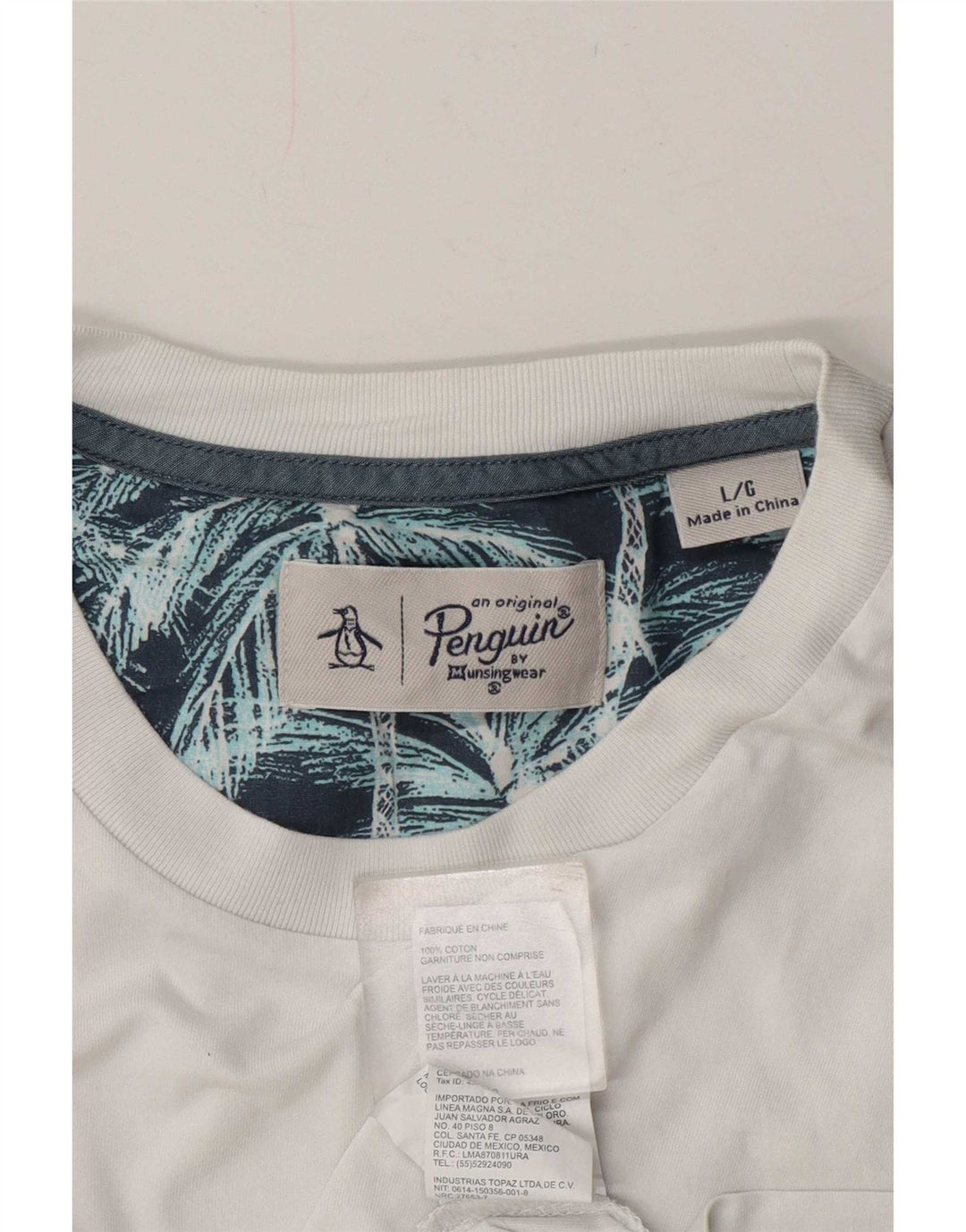 Camiseta masculina Penguin Top grande de algodão branco