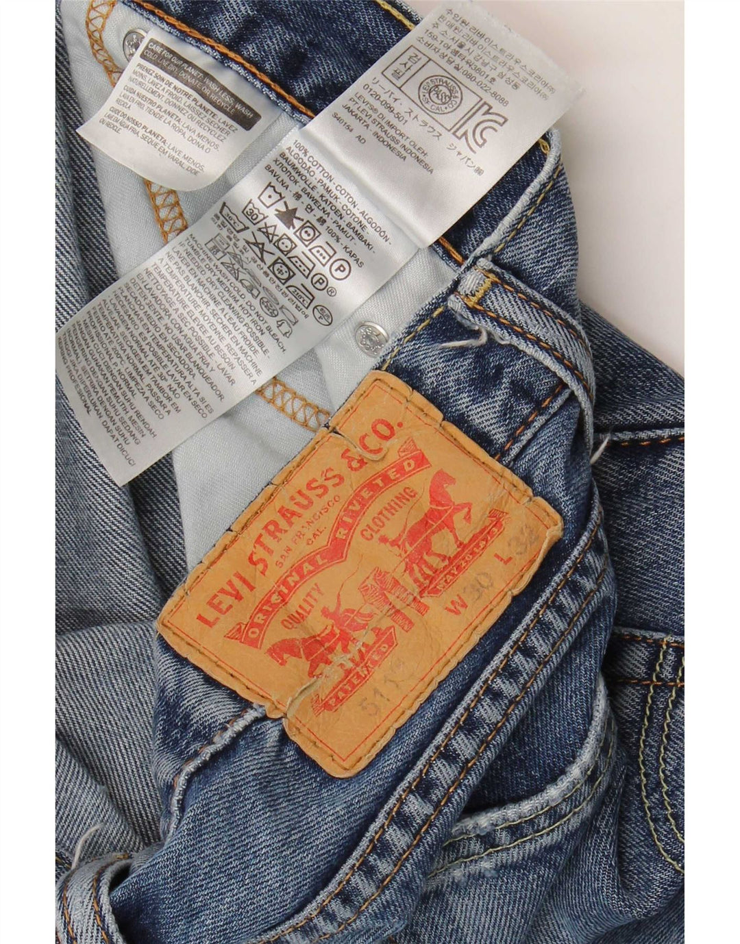 Calça jeans feminina Levi's 511 Distressed Slim W30 L28 azul algodão