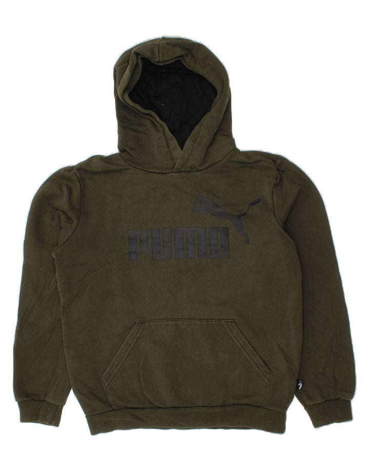 PUMA Boys Graphic Hoodie Jumper 11-12 Years  Green Cotton Vintage Puma and Second-Hand Puma from Messina Hembry 