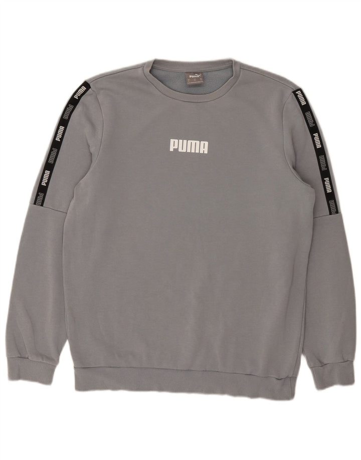 Puma masculino gráfico moletom jumper médio azul colorblock