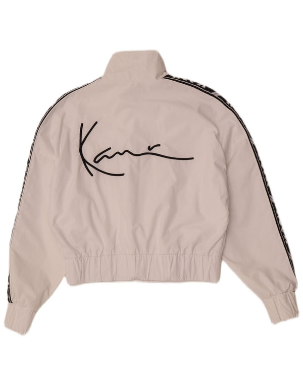 Jaqueta feminina Karl Kani com agasalho gráfico UK 10 pequeno bloco colorido branco