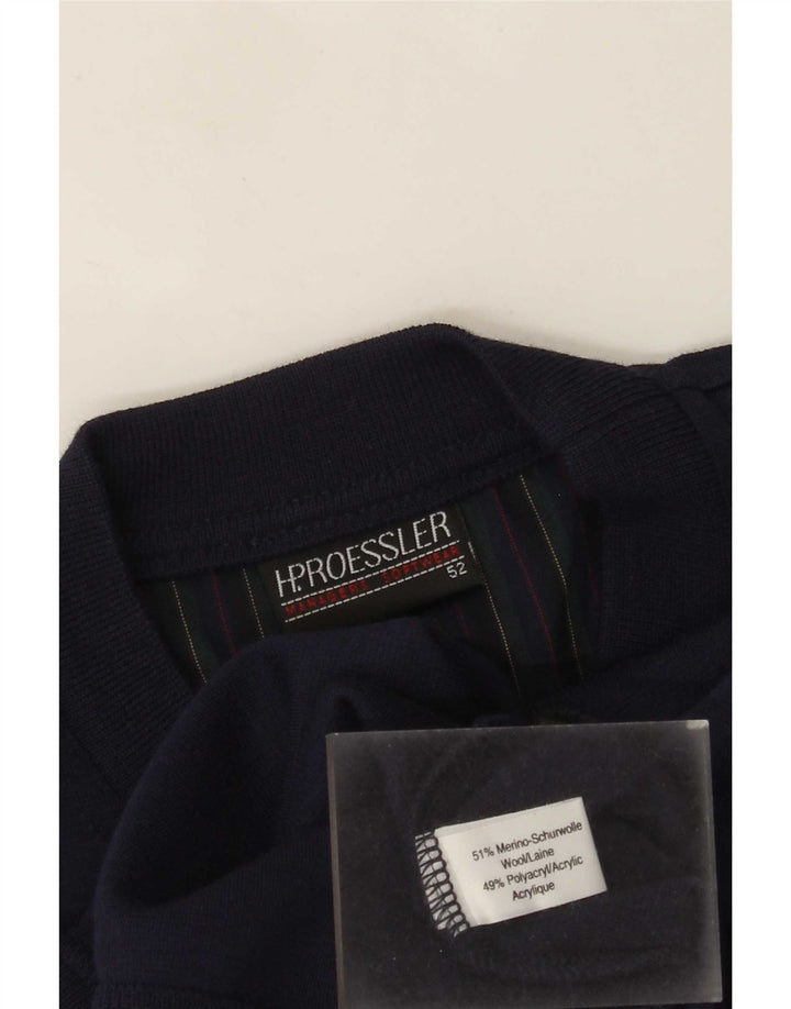 Suéter vintage masculino com gola redonda EU 52 grande azul marinho poliacrílico