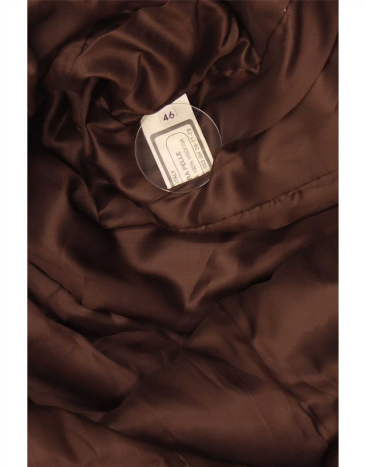 Casaco de couro feminino vintage IT 46 grande marrom