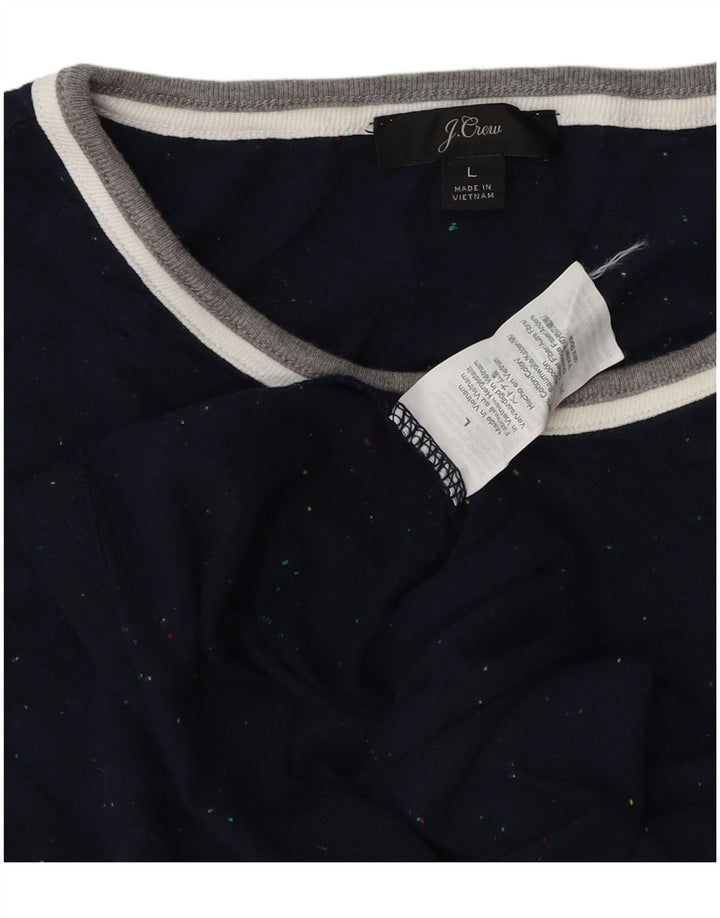 J. Crew Camiseta feminina Top UK 16 grande algodão manchado azul marinho