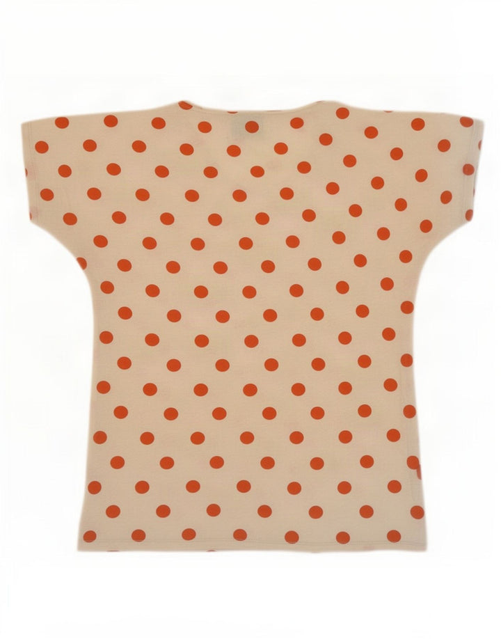 Camiseta feminina Zara UK 12 médio off white bolinhas
