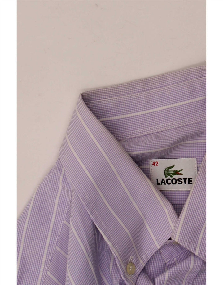 Camisa masculina Lacoste tamanho 42 grande algodão listrado roxo