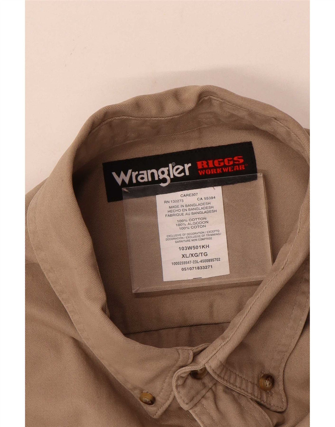 Camisa masculina Wrangler XL algodão marrom