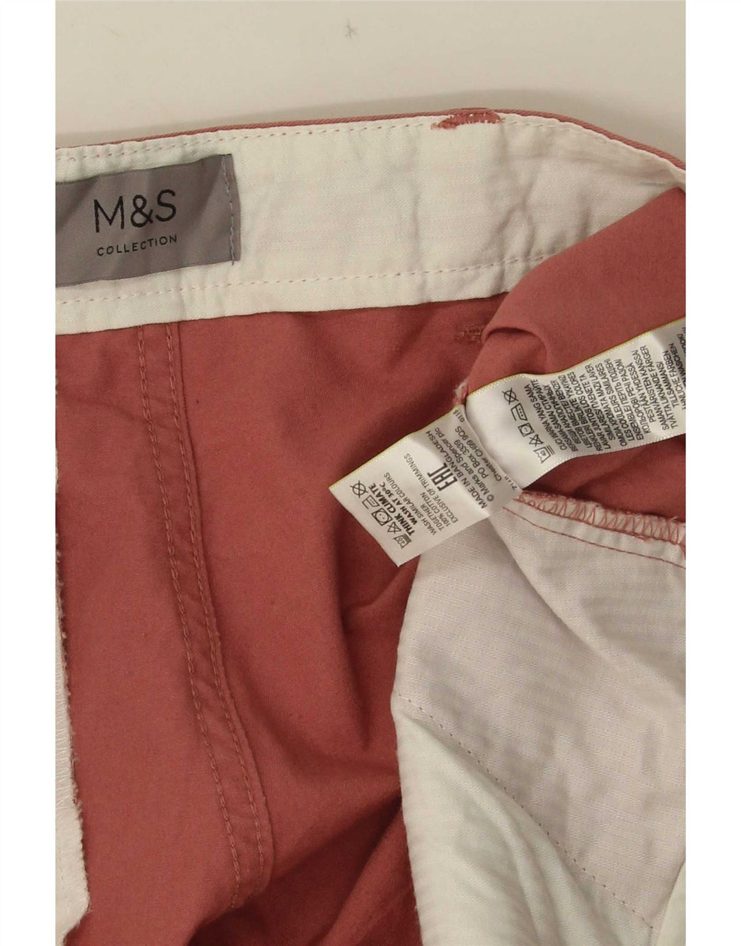 Shorts chino masculino Marks & Spencer W38 XL algodão rosa