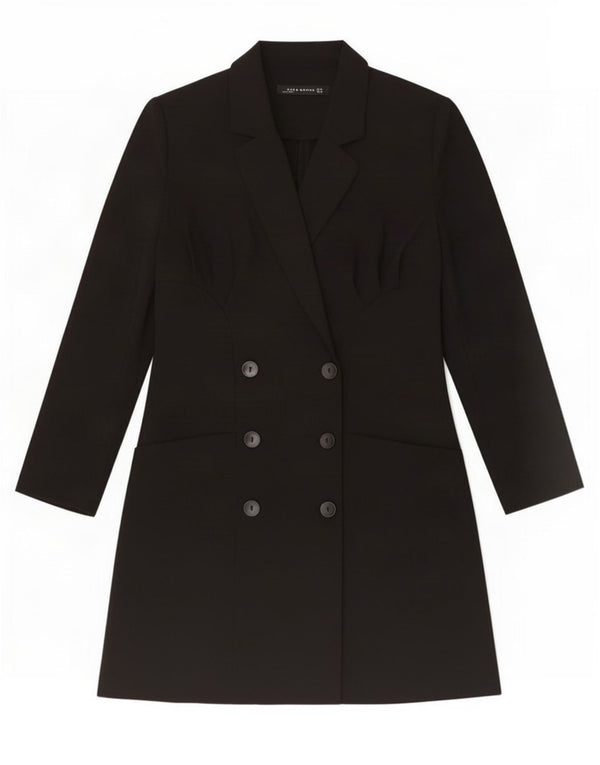 Casaco feminino Zara com peito duplo UK 12 médio preto