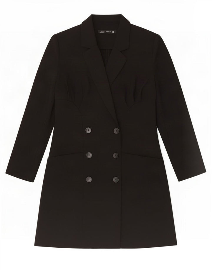 Casaco feminino Zara com peito duplo UK 12 médio preto