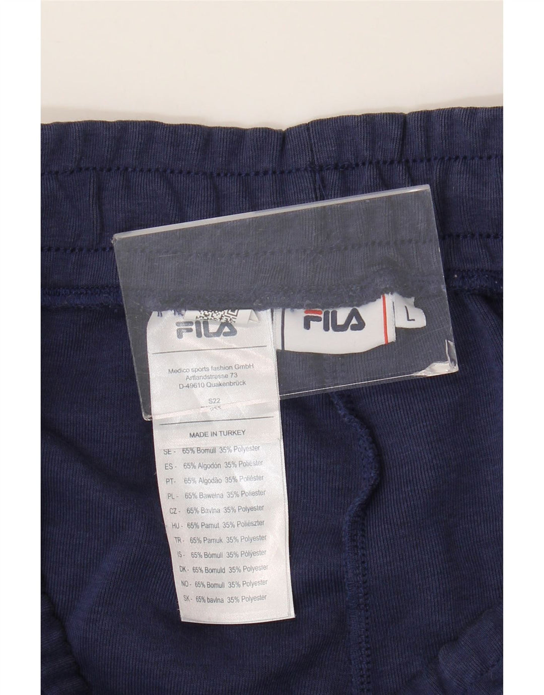 Calça de treino masculina FILA grande algodão azul marinho
