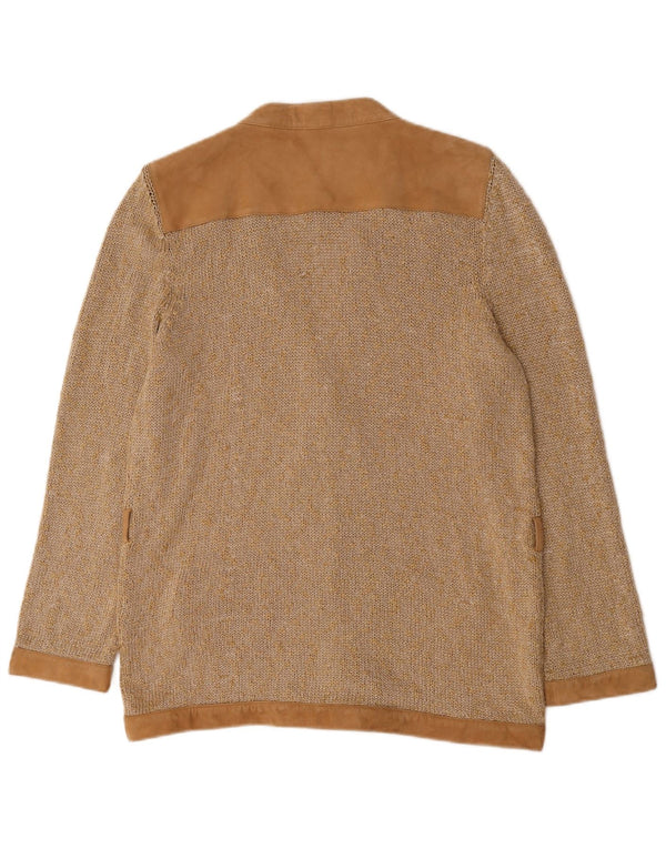 Suéter cardigã feminino Marella UK 18 XL algodão bege
