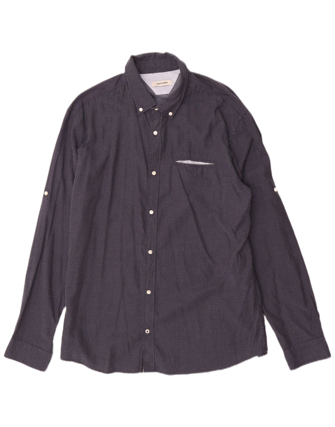 Camisa masculina Jack & Jones 2XL algodão geométrico azul marinho