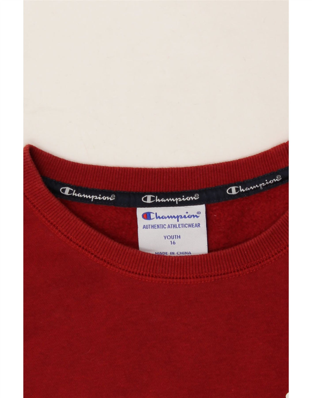 CHAMPION Boys Graphic Sweatshirt Jumper 15-16 Years Burgundy Cotton Vintage Champion and Second-Hand Champion from Messina Hembry 