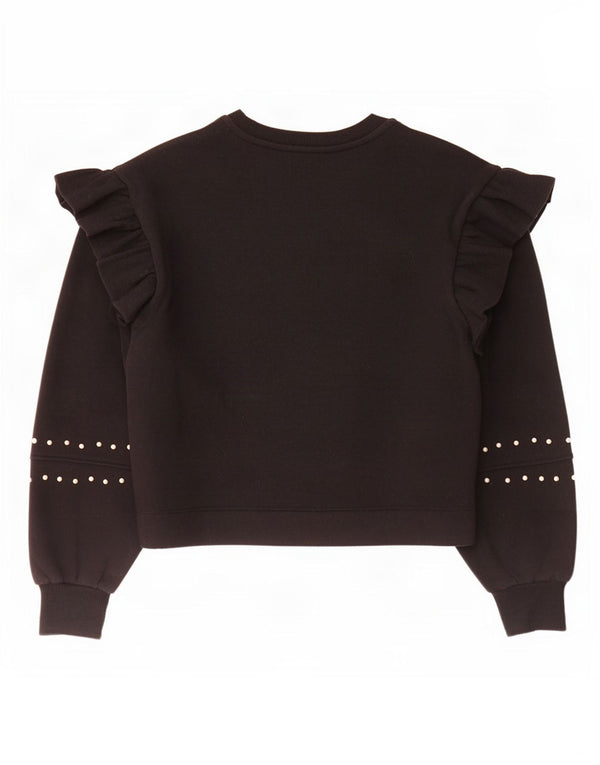 Zara moletom feminino jumper UK 12 poliéster preto médio