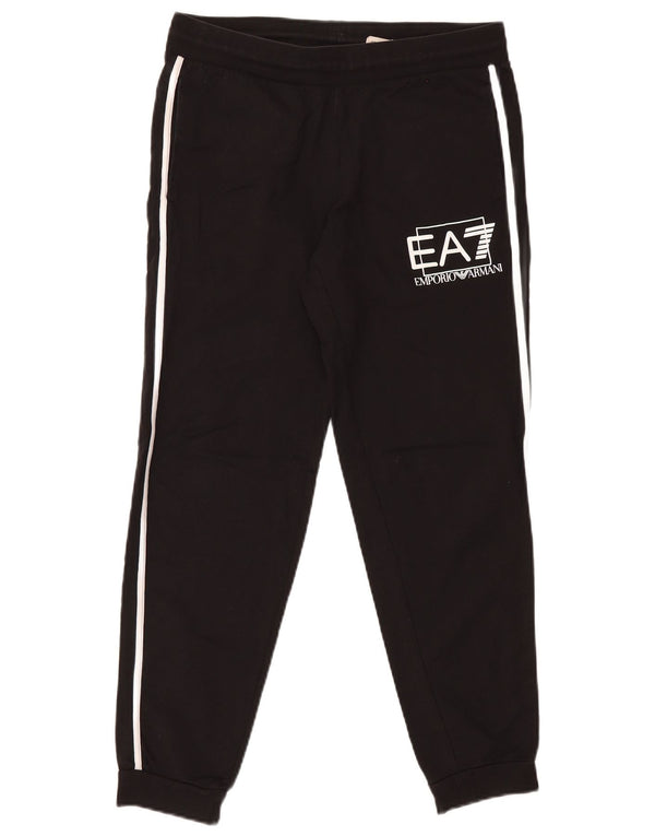 Emporio Armani Calça esportiva masculina gráfica joggers médio preto algodão