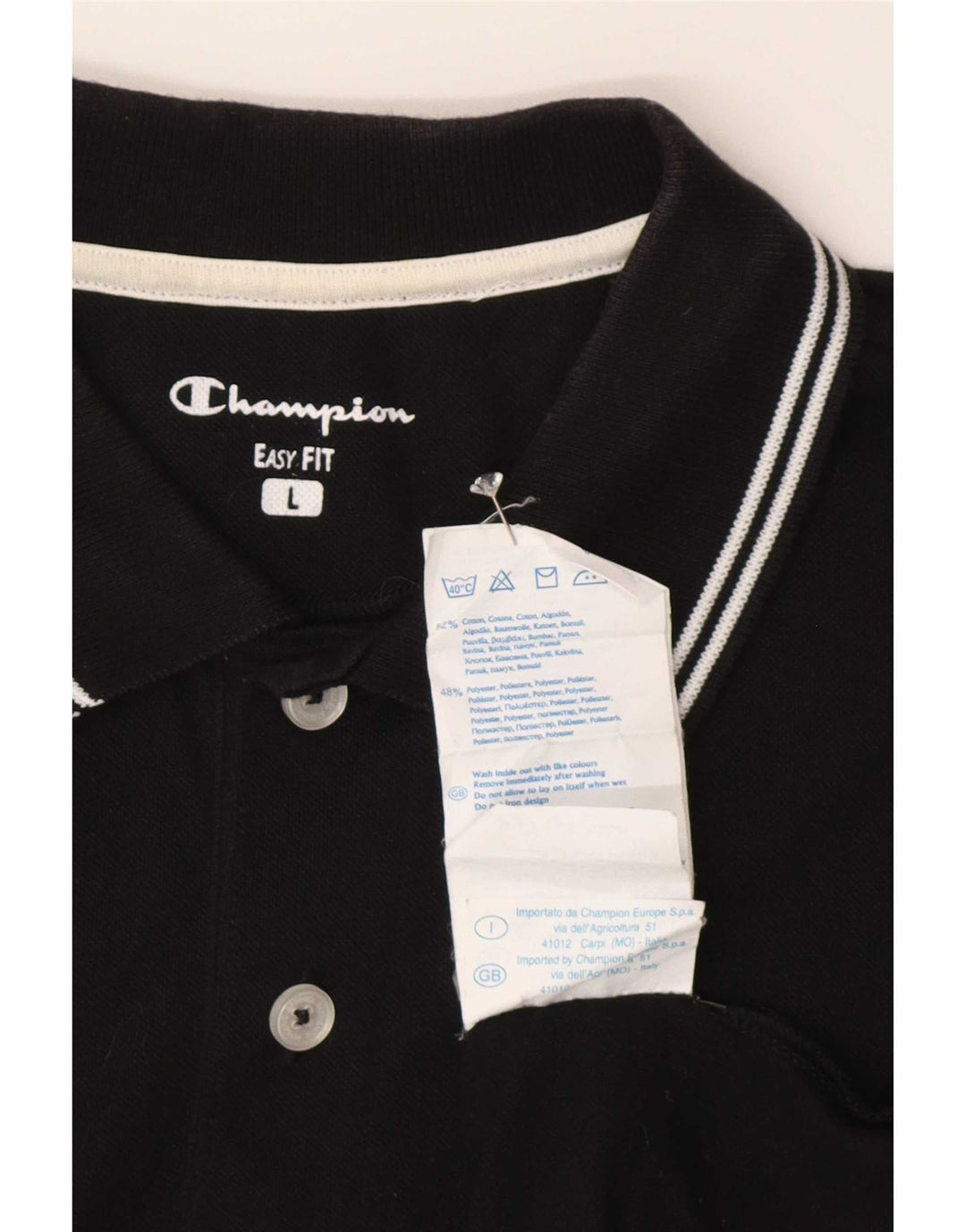 Camisa polo masculina Champion Easy Fit grande algodão preto